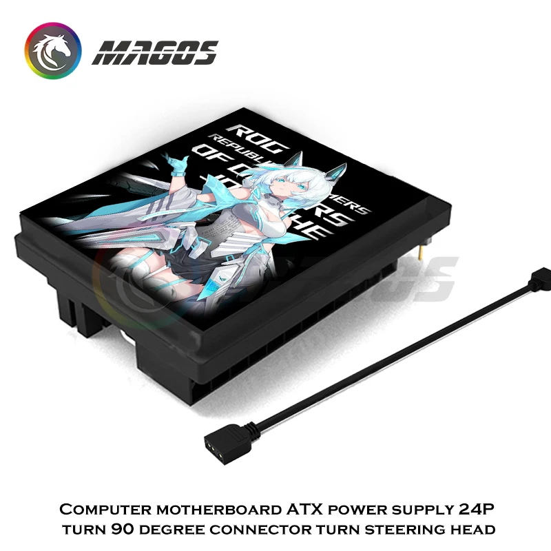 Computadora ATX PSU Adaptador de 24 pines Conector en ángulo recto Gestión de cableado 5V ARGB SYNC Logotipo personalizado 18 diseños - imagen 5