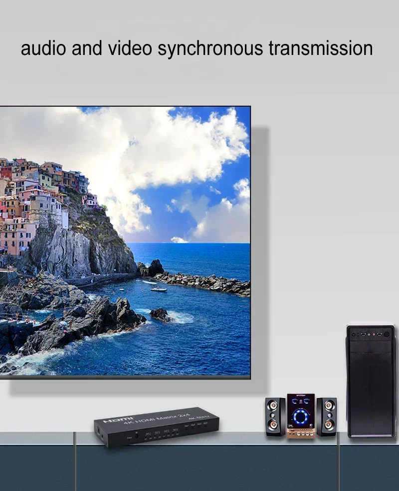 4K 60Hz HDMI Matrix 2x4 2 en 4 salida HDMI divisor de interruptor con Extractor de Audio 1080p convertidor de vídeo 2 3 4 pantalla de Monitor - imagen 5