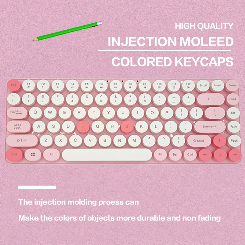 Teclado inalámbrico de 84 teclas, accesorio de 2,4G, redondo, Retro, recargable, para ordenador portátil - imagen 4