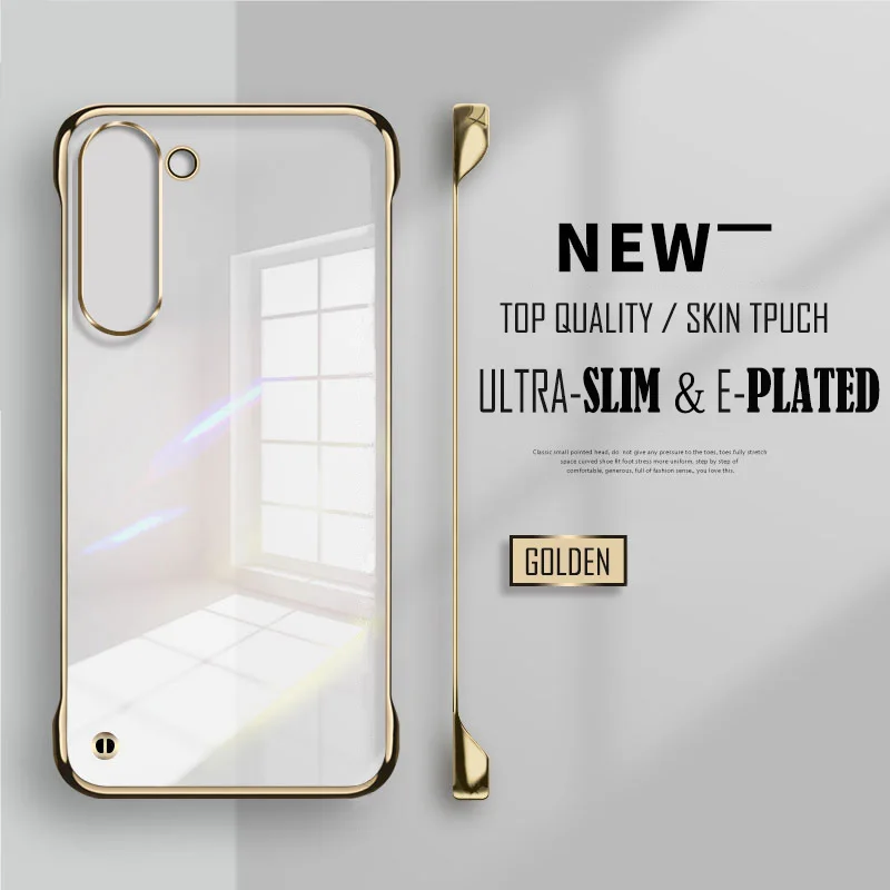 Funda de teléfono sin marco delgada transparente chapada para Samsung S25 S24 S23 FE Ultra Plus S25 Edge protección de lente cubierta trasera chapada - imagen 4