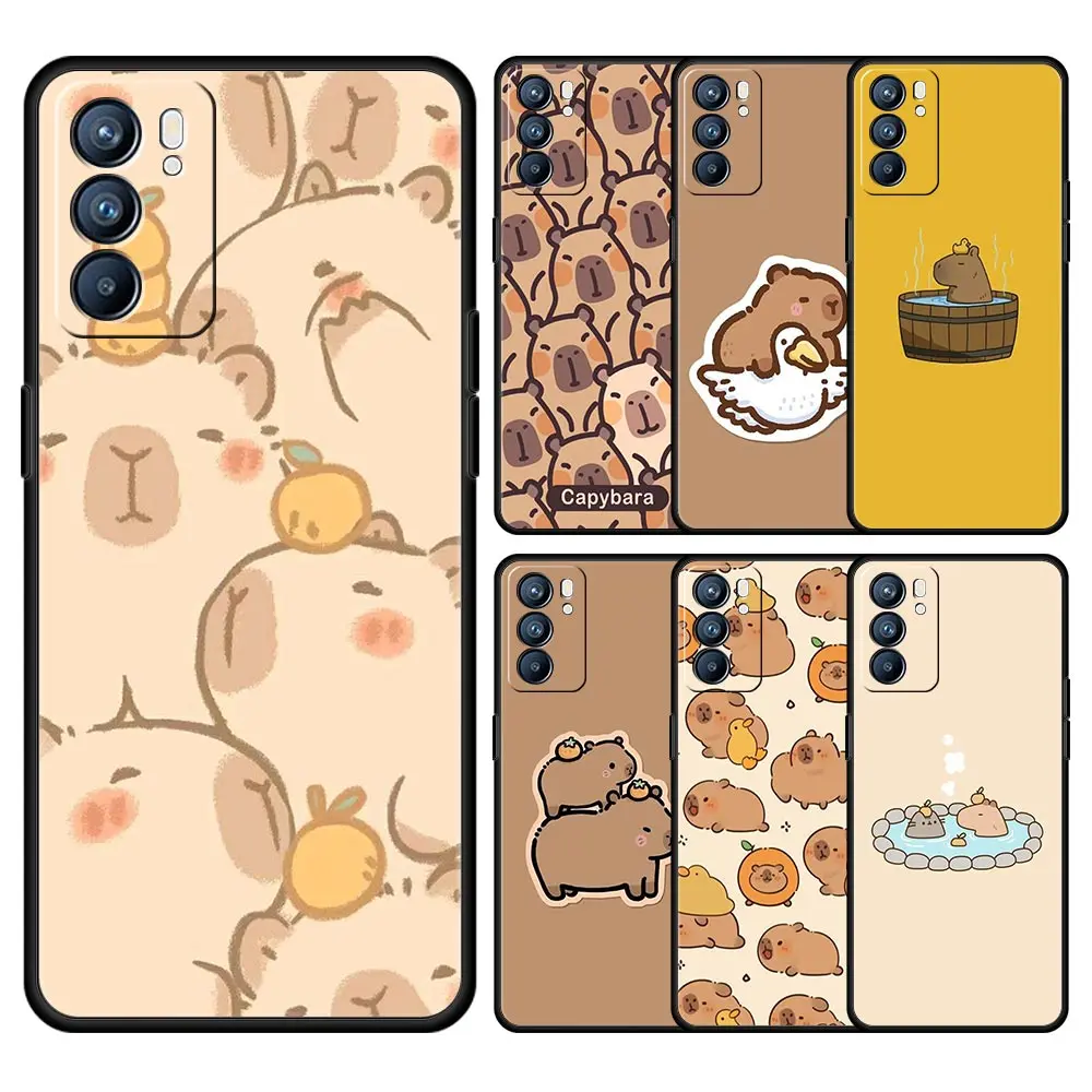 Funda emparejada de capibara de animales de dibujos animados para Oppo A54 A53 A52 A9 A15 A76 A74 A57 A31 Find X6 Pro X5 Reno8 Reno7 Reno6 Pro 5G