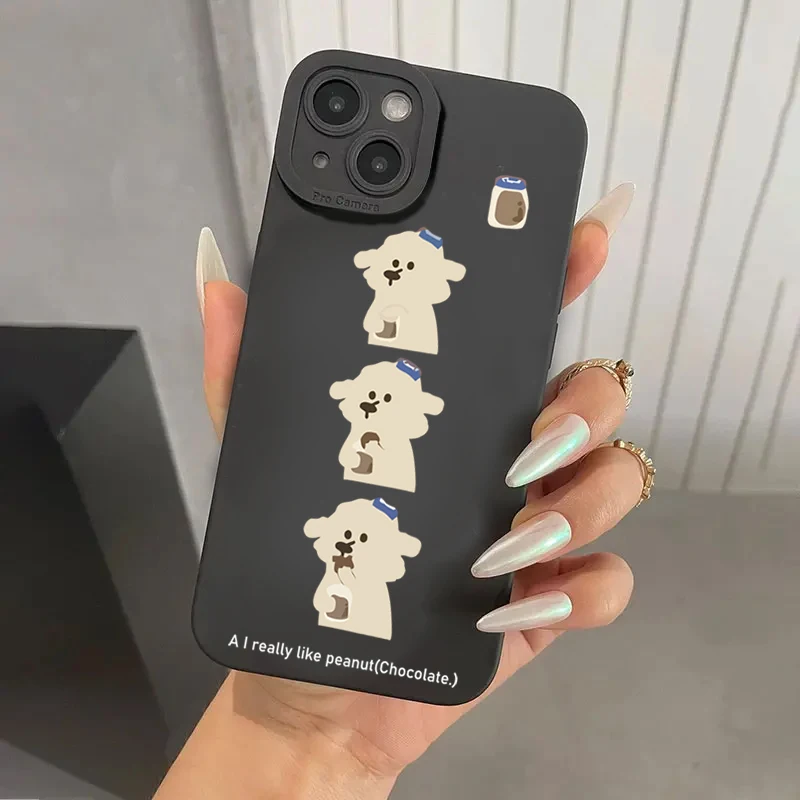 Funda de teléfono con perro bonito de dibujos animados para iPhone 16 15 14 13 12 11 Pro Max 7 8 Plus 16E XR X XS SE 2020, funda suave de silicona a prueba de golpes - imagen 2