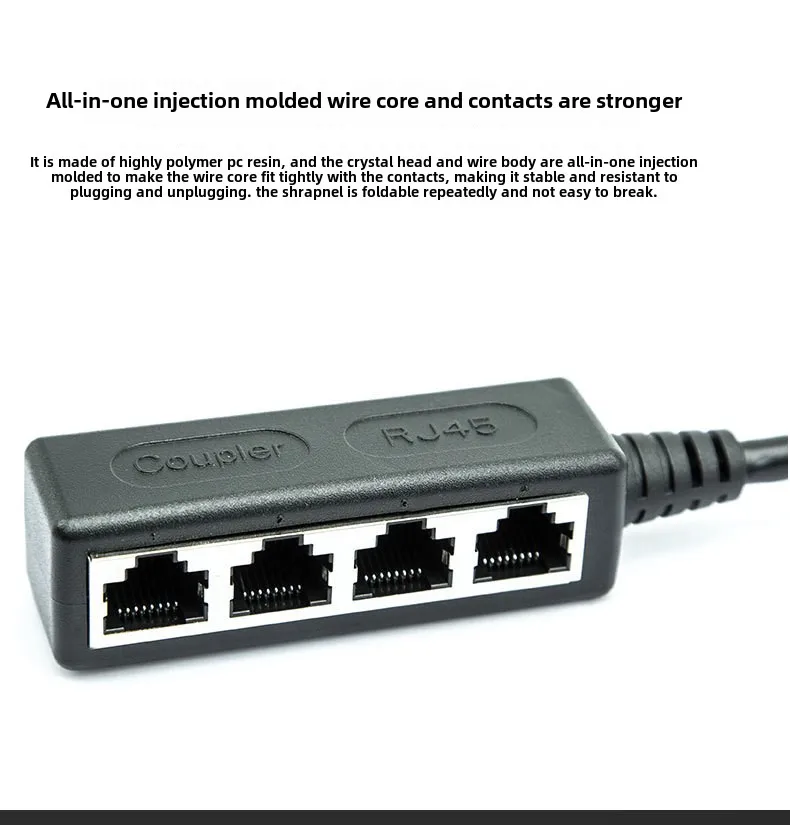 Convertidor divisor de cable RJ45, 1 macho de entrada a 4 salidas hembra, adaptador de extensión de cable de red CAT7 - imagen 4