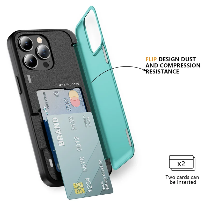 Funda tipo billetera con tarjetero oculto para iPhone 12, 13, 14, 15 Pro Max Plus, funda híbrida resistente con soporte de bolsillo para tarjetas a prueba de golpes - imagen 4