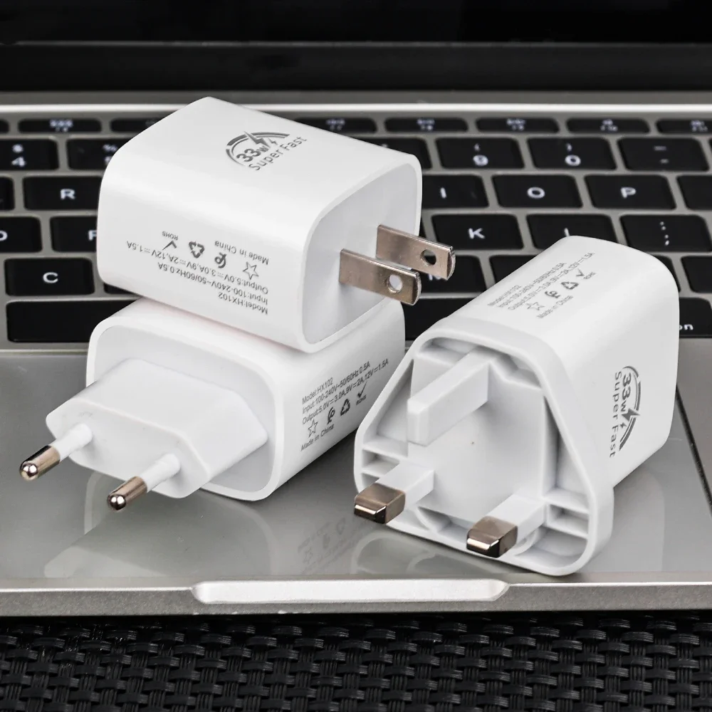 Adaptador de cargador de pared para teléfono móvil, carga rápida de 33W para Samsung, Xiaomi, Mi, Huawei, cargadores rápidos, enchufe UE/EE. UU./Reino Unido, accesorios para teléfonos - imagen 5
