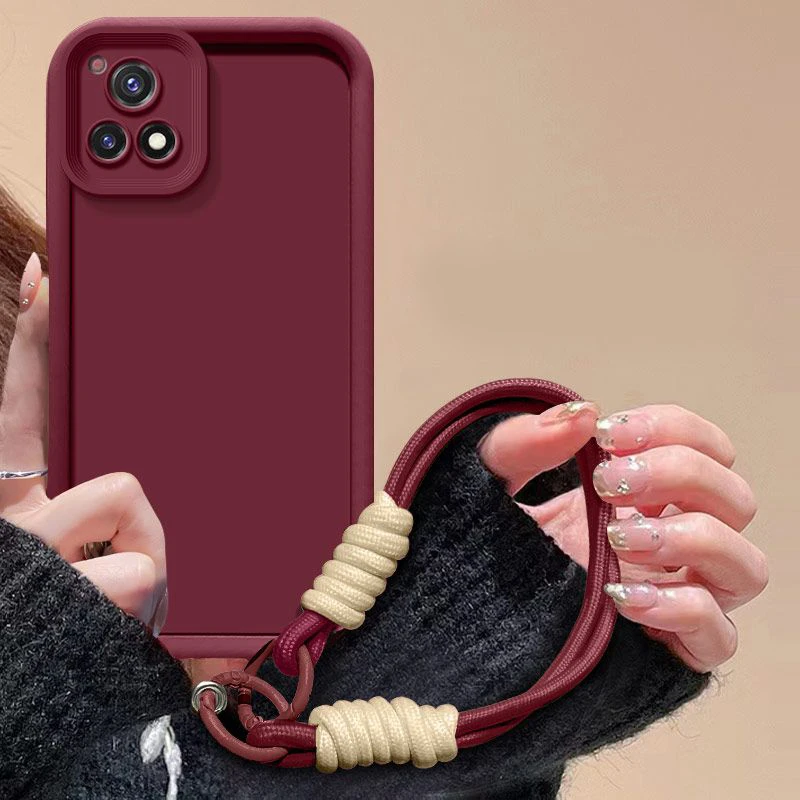 Para Vivo Y72 5G funda vivo Y72 5G funda de teléfono cordón tejido cubierta trasera mate sensación de piel protección funda a prueba de golpes