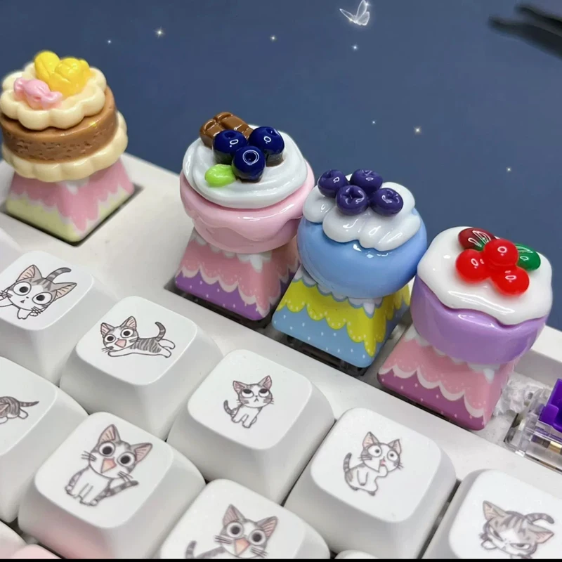 Teclas de pastel de caramelo de dibujos animados coloridos para niña, teclas de teclado mecánico, eje de Cruz rosa, interruptor Cherry MX, bricolaje, nuevo - imagen 5