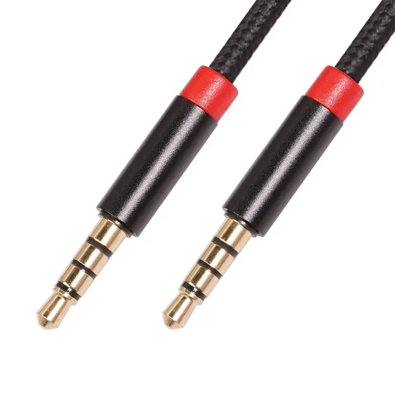 Cable de extensión de audio trenzado de nailon de 3,5 mm macho a macho para auriculares y altavoz de coche con cable auxiliar de enchufe chapado en oro