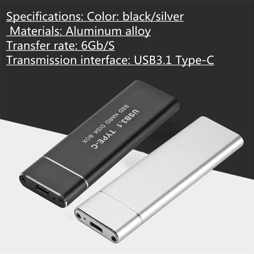 Caja de disco duro móvil tipo C USB 3,1 a M.2 NGFF SSD, tarjeta adaptadora tipo C, carcasa externa para m2 SATA SSD 2230/42/60 2280 - imagen 3