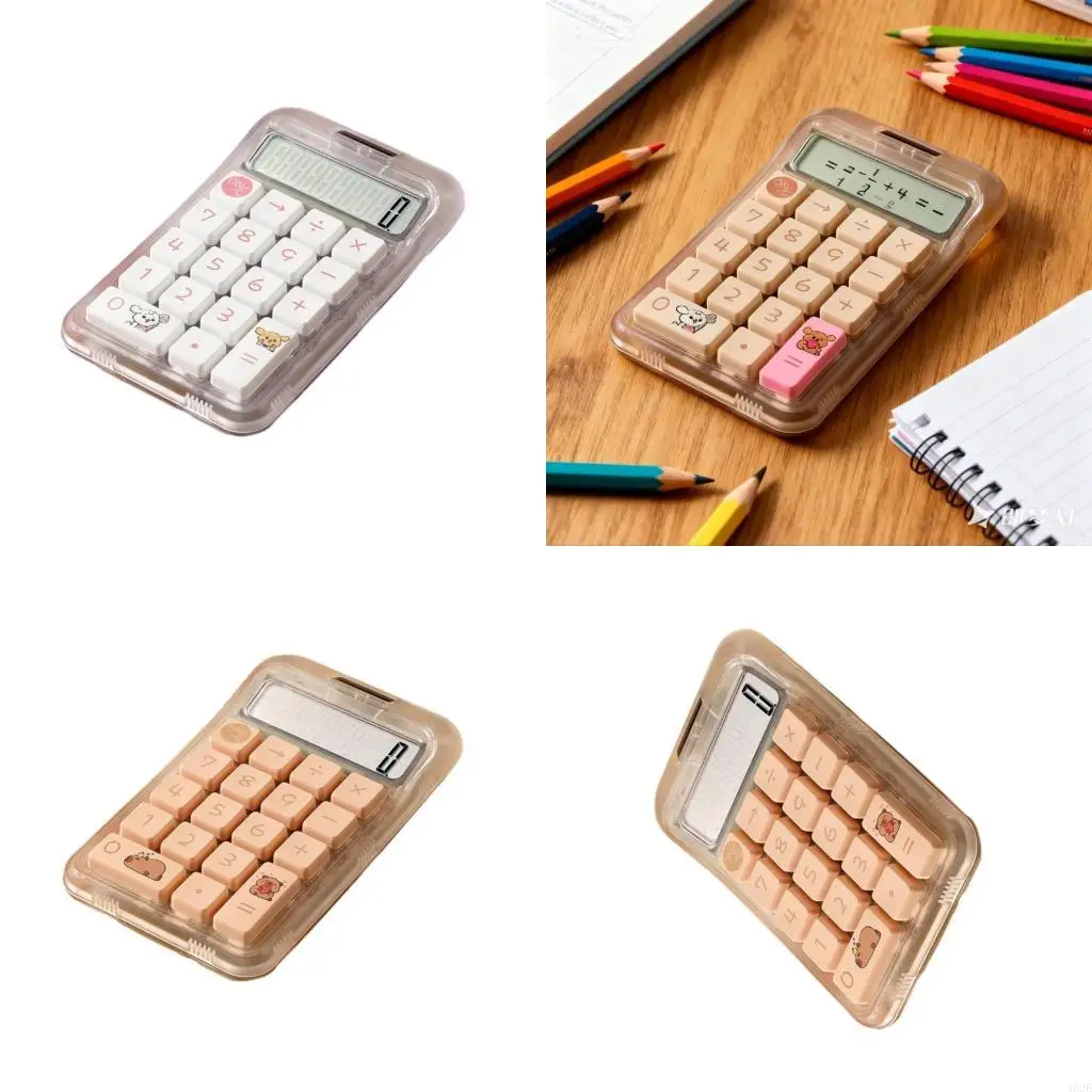 Mini calculadora portátil azúcar Capibara, carcasa transparente, alto estético, diseño transparente, funciones aritméticas básicas, 1 ud.