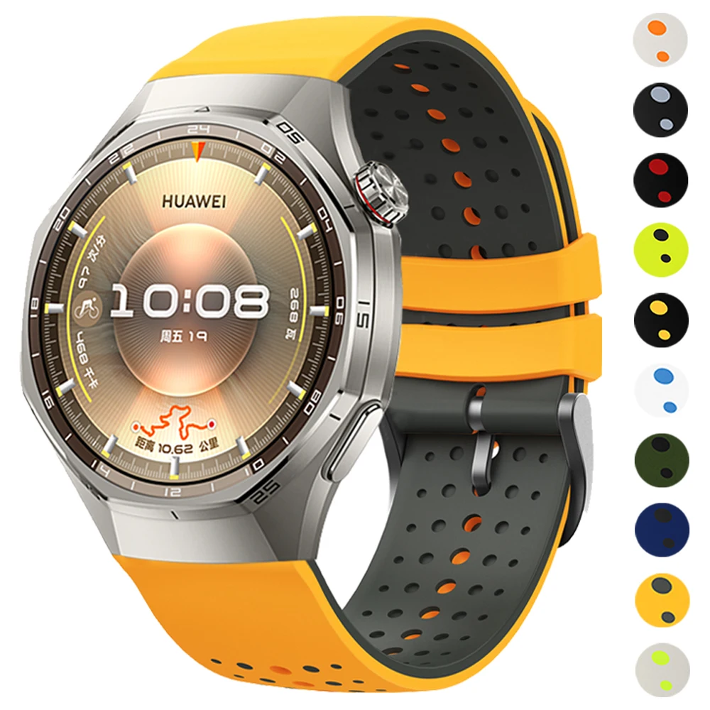 Correa de silicona transpirable de 22mm para Huawei Watch Band GT 6 5 46mm reloj 5/4 GT6 Pro GT 4 3 SE GT2 Pro pulseras deportivas