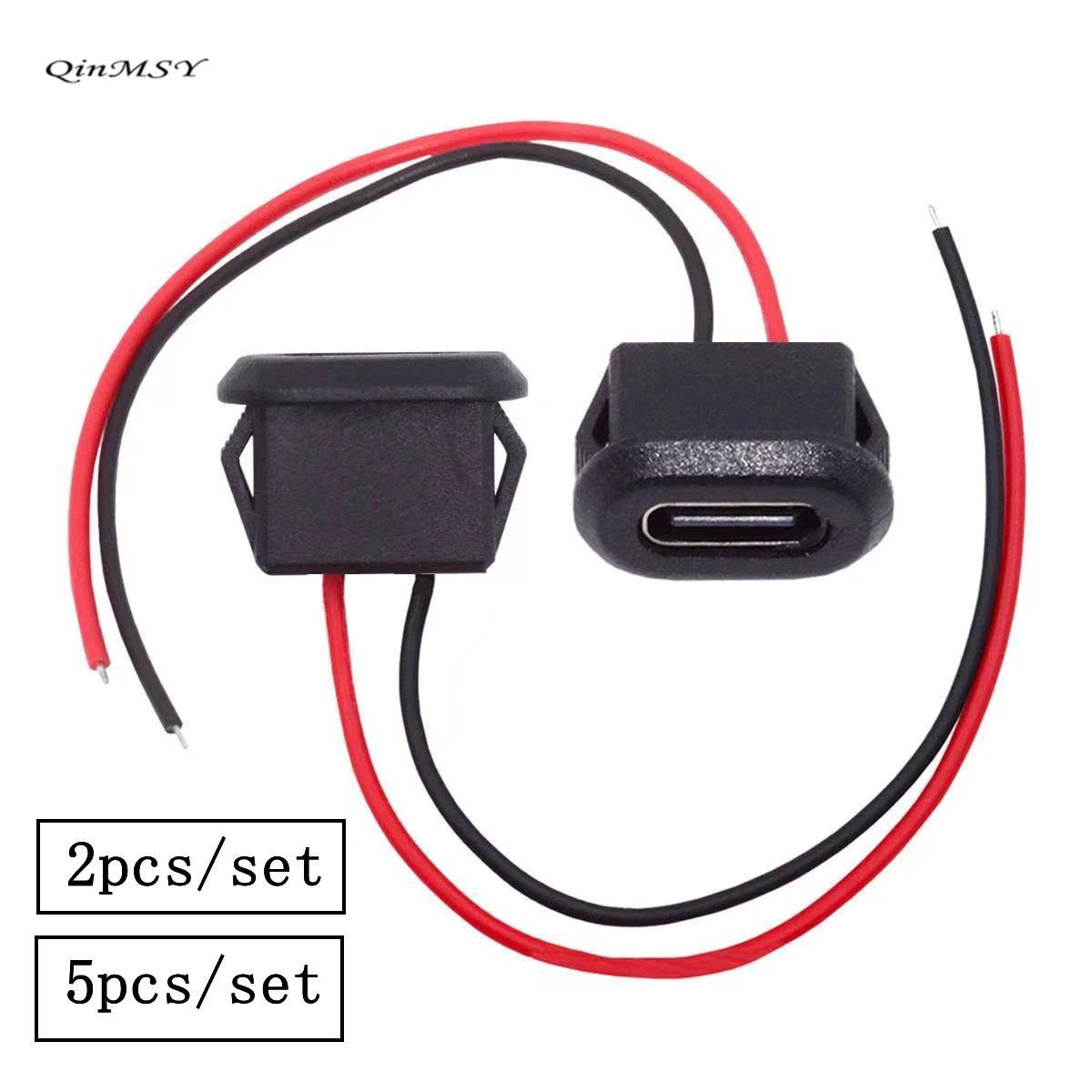 DIY 2 pines tipo C 4 pines USB 2,0 conector USB impermeable interfaz de carga de enchufe hembra de compresión directa con cable de soldadura 20cm