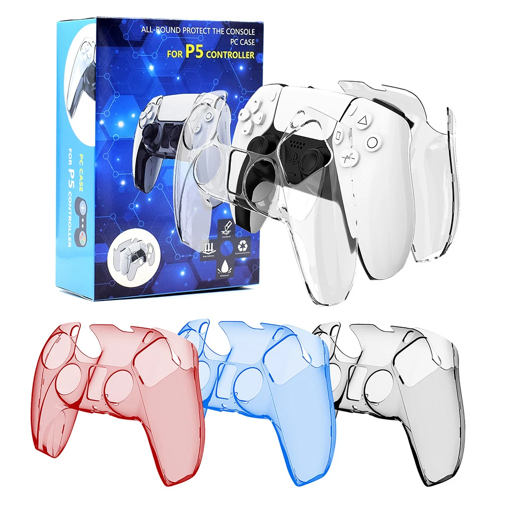 Funda protectora transparente para PS5, carcasa de piel DualSense, funda transparente ultrafina para PC para controlador Sony PlayStation 5