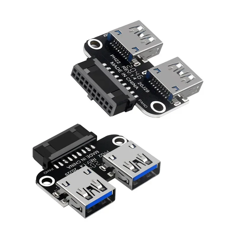 Adaptador de placa base USB 3,0 USB 3,0 19 20 pines hembra a doble USB 3,0 hembra convertidor fuerte adaptador antiinterferencias divisor - imagen 4