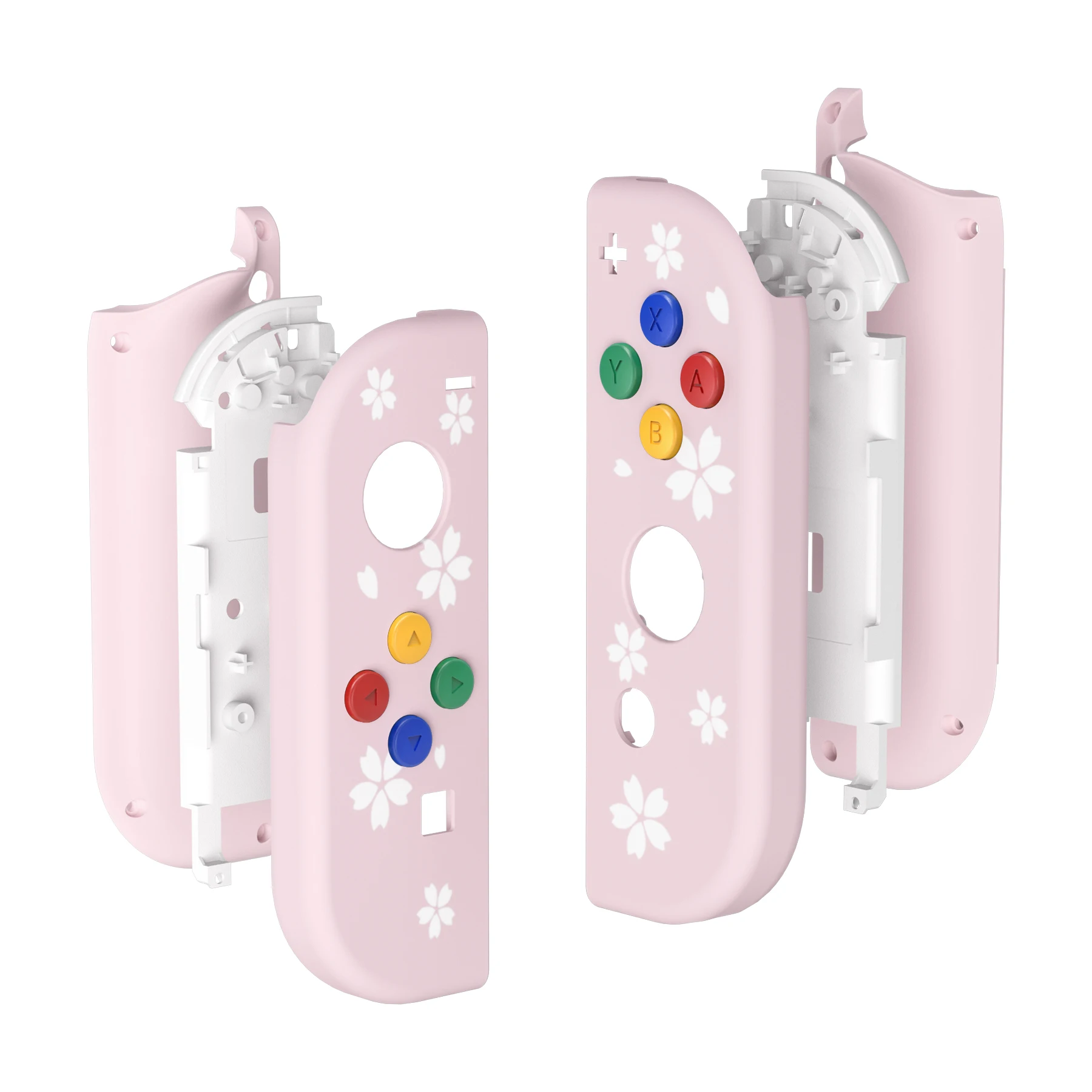 EXtremeRate-carcasa de controlador de agarre táctil suave, carcasa con juego completo de botones para NS Switch JoyCon y OLED, pétalos de Sakura - imagen 3