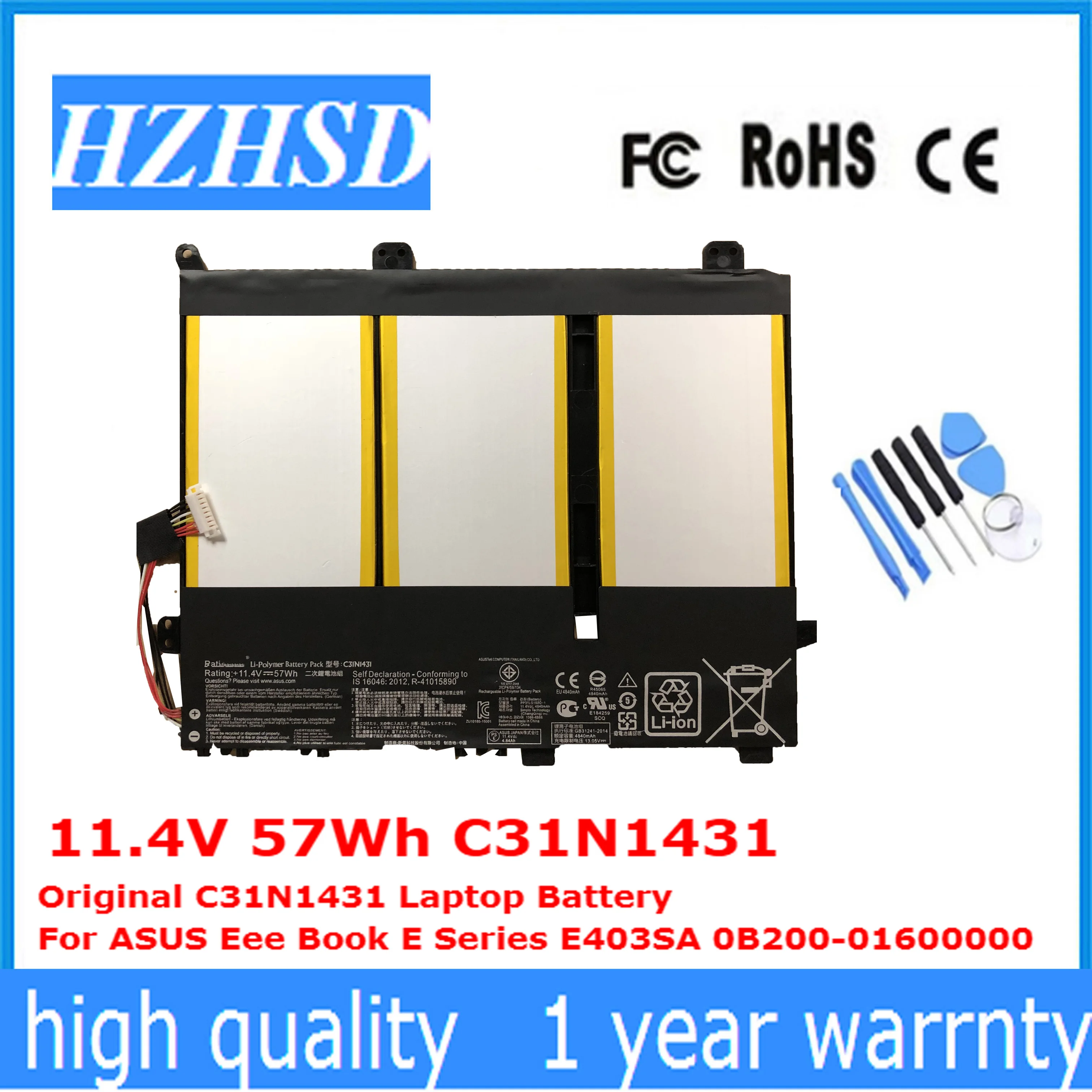 11,4 V 57Wh C31N1431 Original C31N1431 batería de ordenador portátil para ASUS Eee Book E Series E403SA 0B200-01600000