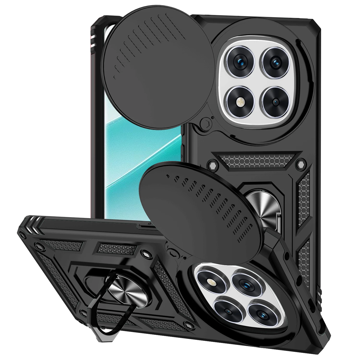 Funda de cámara deslizante para Xiaomi Redmi Note 14 Pro 4G, soporte de anillo magnético para coche, cubierta dura de teléfono a prueba de golpes RedmiNote14Pro 24116RACCG - imagen 5