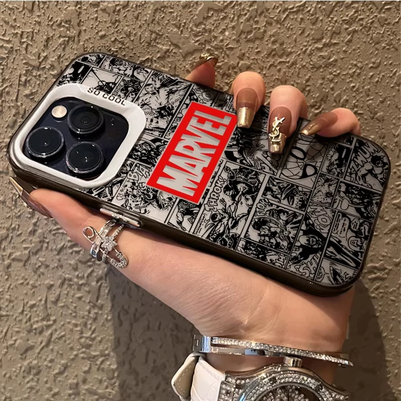 Funda de teléfono con logotipo de cómic de Marvel para iPhone 16e 16 15 14 13 12 11 Pro Max XS Max XR 7 8 Plus, funda chapada de silicona a prueba de golpes - imagen 3