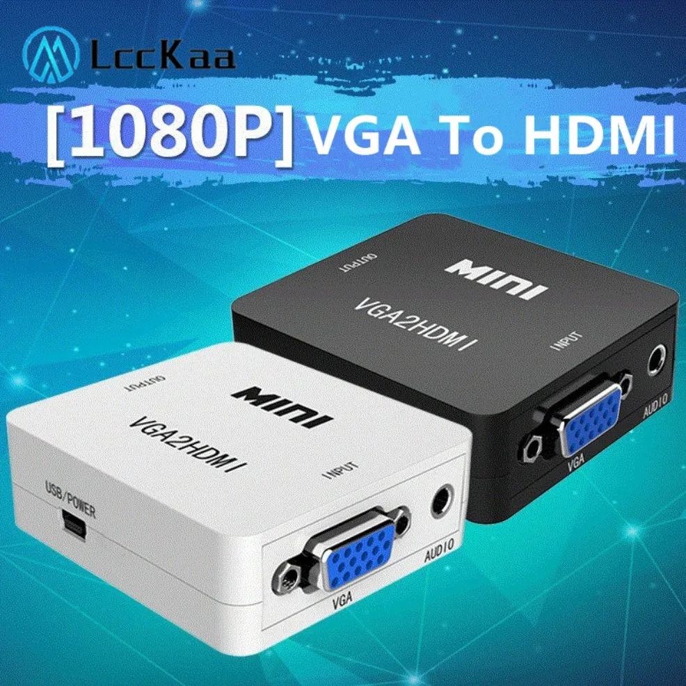 Adaptador convertidor VGA a HDMI, convertidor hembra a HDMI con Audio 1080P, adaptador VGA para PC, portátil a proyector HDTV