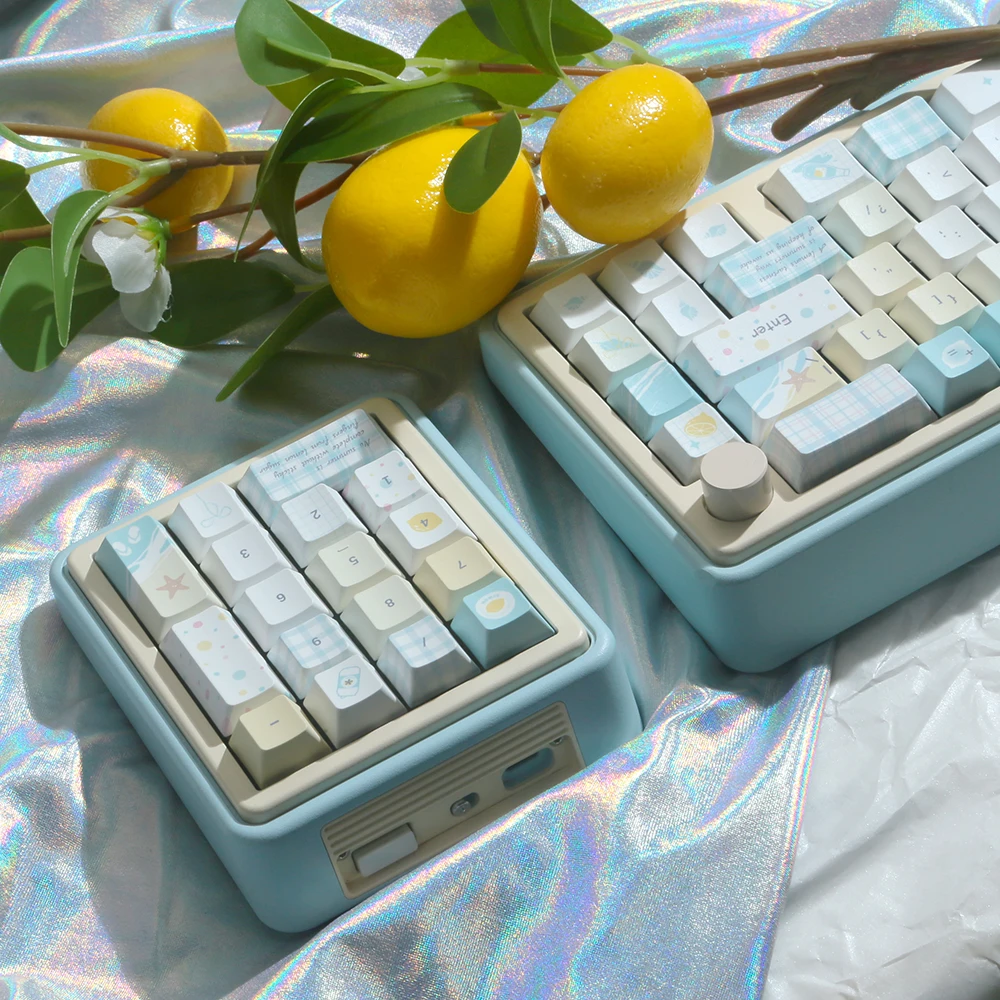 Keycap Limón Tema de Verano Cereza Moa Altura Pbt Sublimación Térmica Leche Azul Amarillo Linda Chica Redonda Keycap 123 Teclas - imagen 5