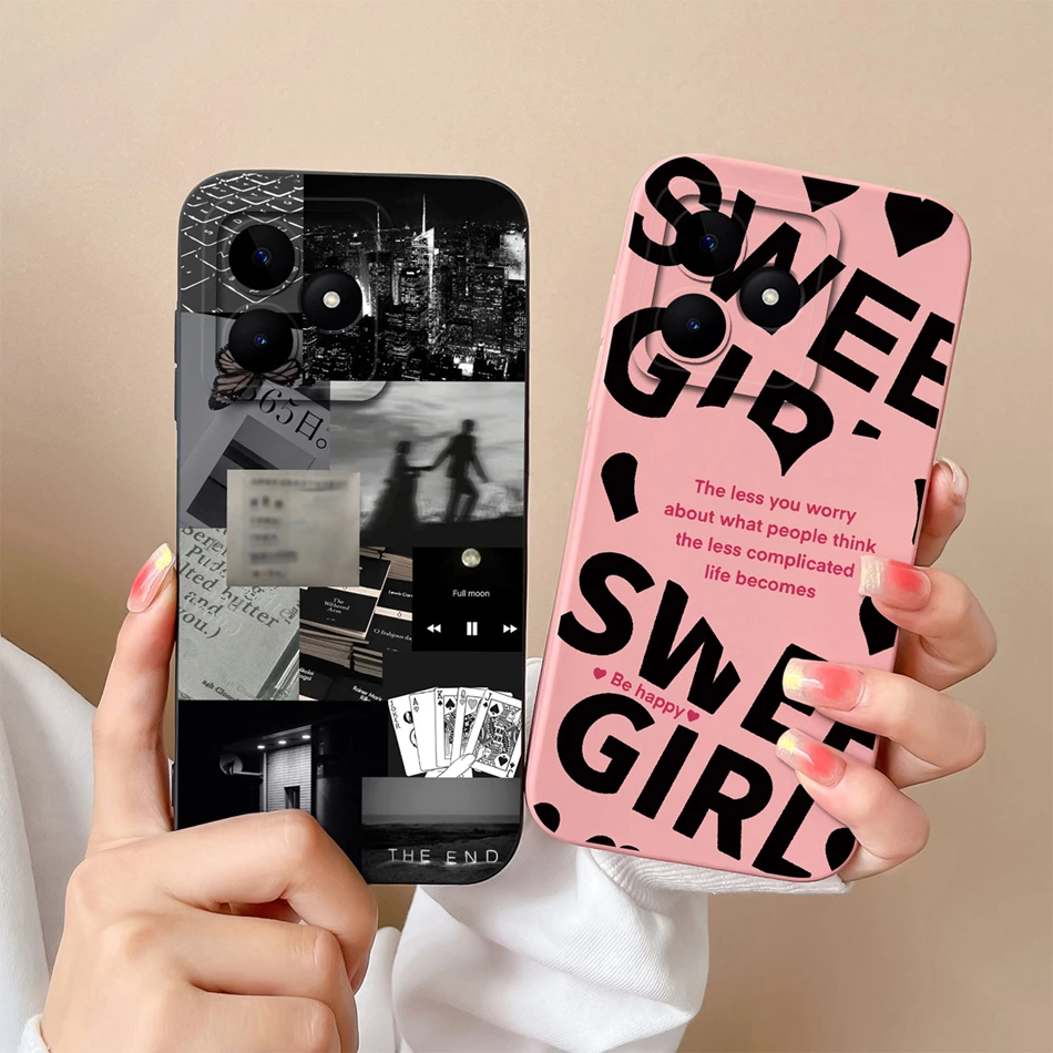 Para Realme Note 50 funda para Realme Note 60 funda de teléfono lindo gato protección completa contraportada suave parachoques de silicona líquida para - imagen 3