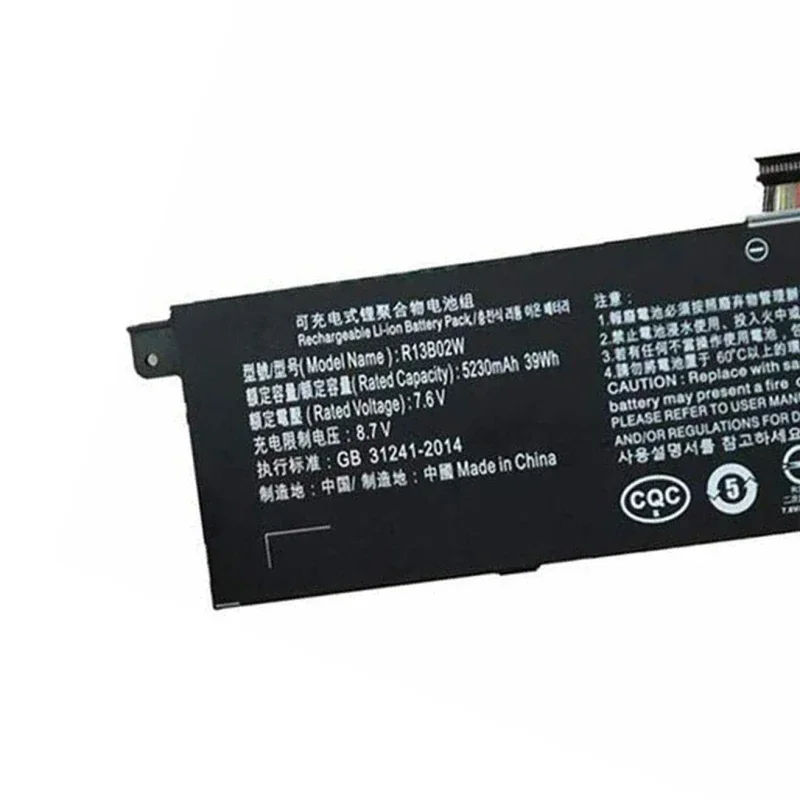 Nueva r13b02w/r13b01w 7,6 V 39wh batería del ordenador portátil para Xiao mi aire 13,3 pulgadas serie Tablets PC Baterías - imagen 4