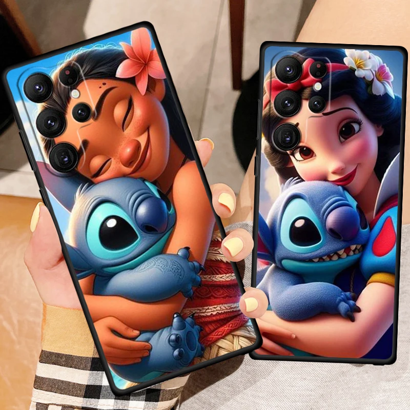 Disney Princess Stitch Art para Samsung Galaxy S24, S23, S22, S21, S20 FE, S10, S10E Plus, Ultra Pro Lite, 5G, funda negra para teléfono - imagen 3