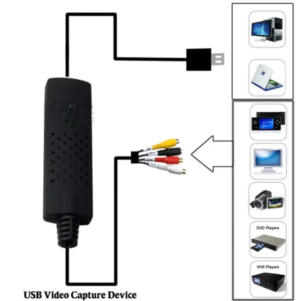 Adaptador de tarjeta de captura de Audio y vídeo USB con cable USB, convertidor de captura de vídeo USB 2,0 a RCA para TV, DVD, dispositivo de captura VHS - imagen 3