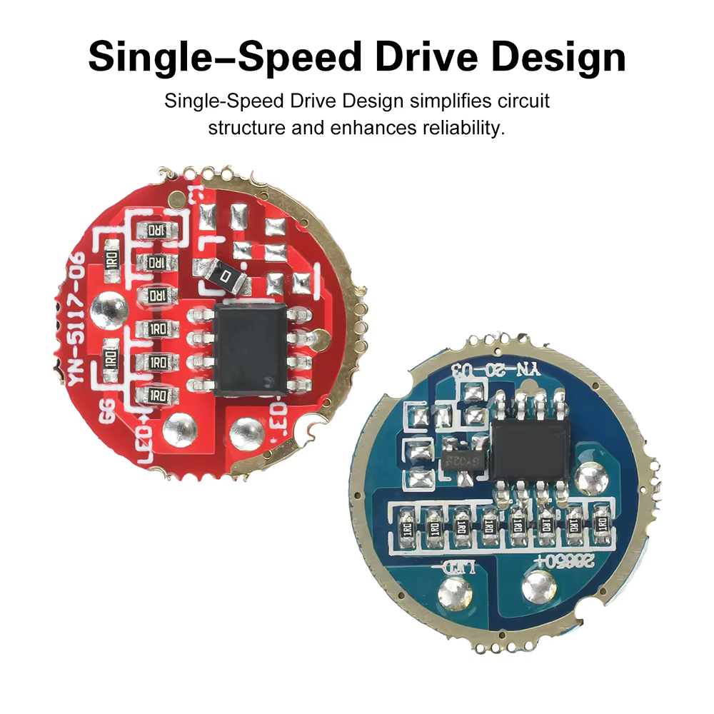 DC 3,7-4,2 V 6-15W cuentas de lámpara controlador de engranaje de linterna controlador de linterna de 1 velocidad placa controladora DIY accesorio de linterna 17/20mm - imagen 2