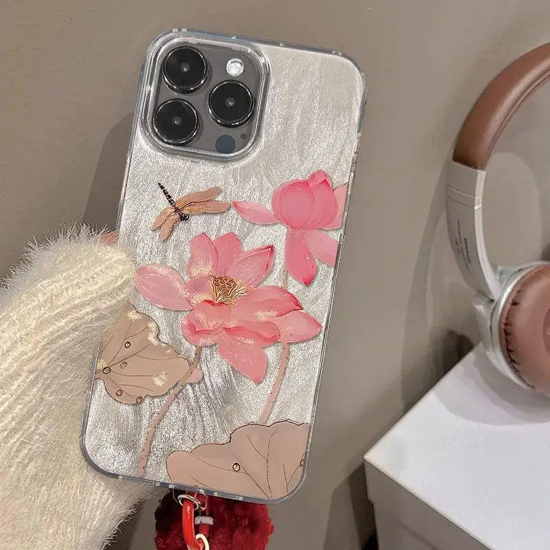 Funda de teléfono brillante para iPhone 16 15 14 13 12 11 Pro Max 16E XS X XR 7 8 Plus SE2 cubierta con patrón de flores de acuarela cubierta a prueba de golpes - imagen 3