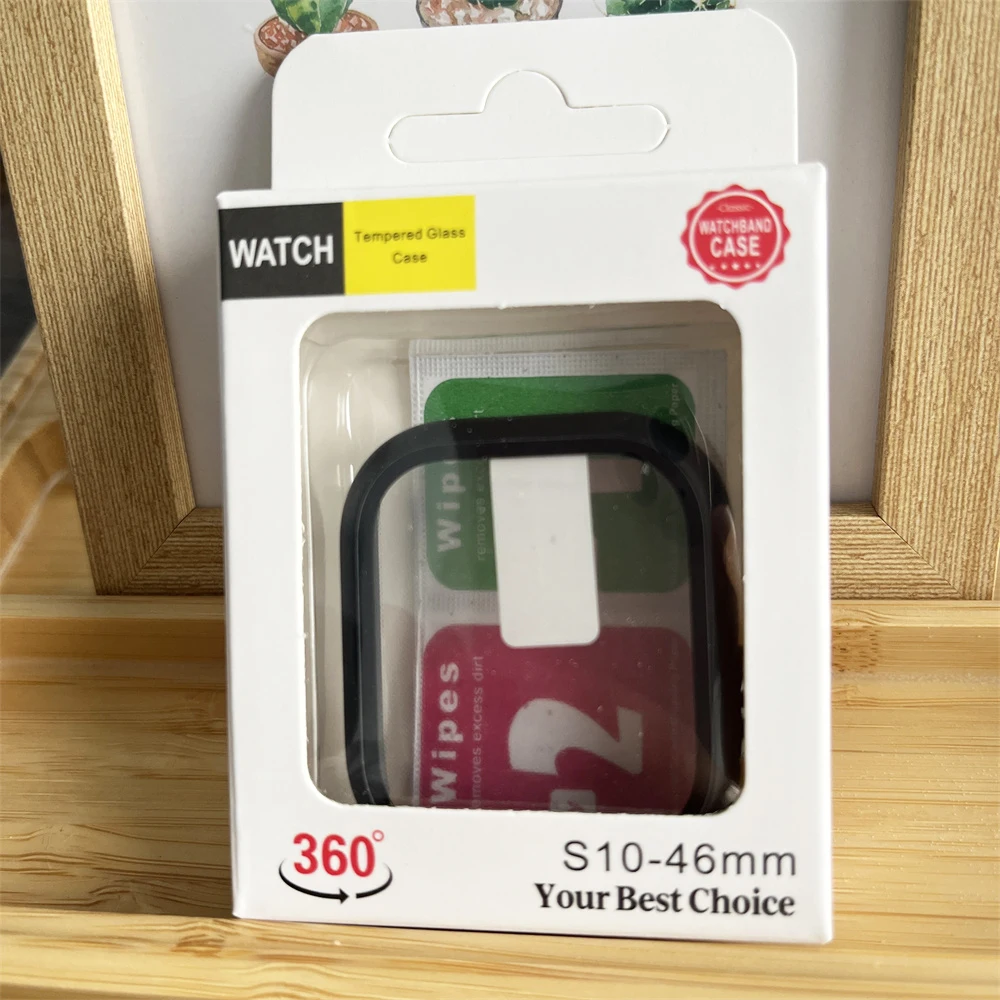 2 uds caja de vidrio templado para Apple Watch Series 11 10 9 8 7 6 SE 42 46mm 45MM 41MM 40mm 44MM accesorios de cubierta protectora de pantalla - imagen 2