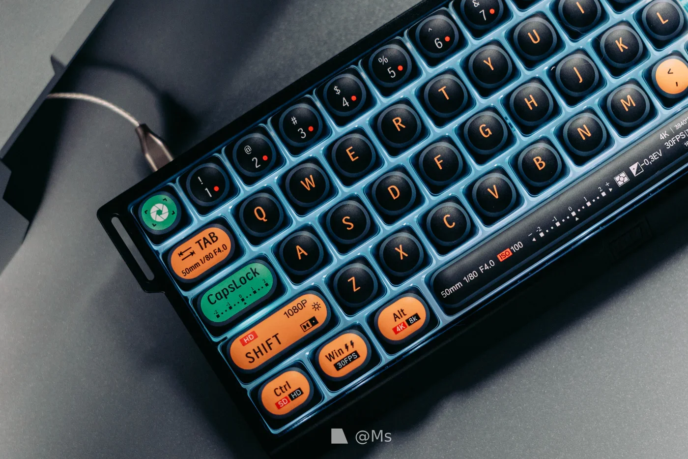 Teclas de cámara, teclas de Color Retro redondeadas de estilo Simple negro para teclado Aula 75/99, teclas Mog Height Pbt - imagen 2