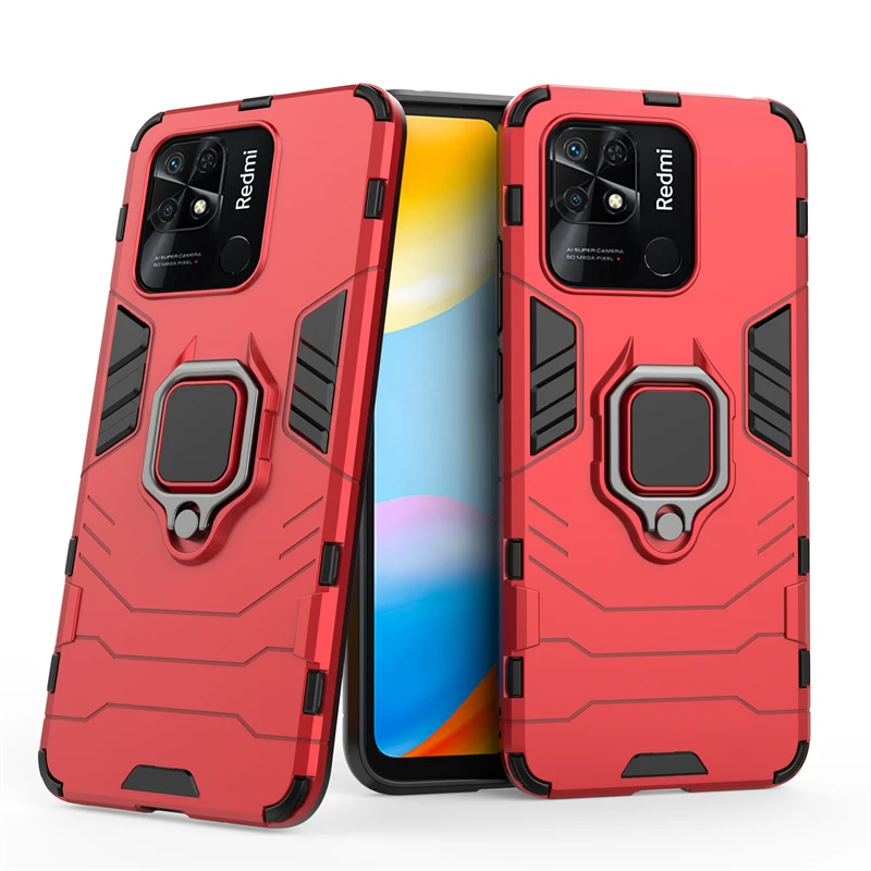 Funda para Redmi 10C, carcasa a prueba de golpes, soporte duro trasero, armadura magnética, soporte de anillo para Xiaomi Redmi 10C - imagen 4