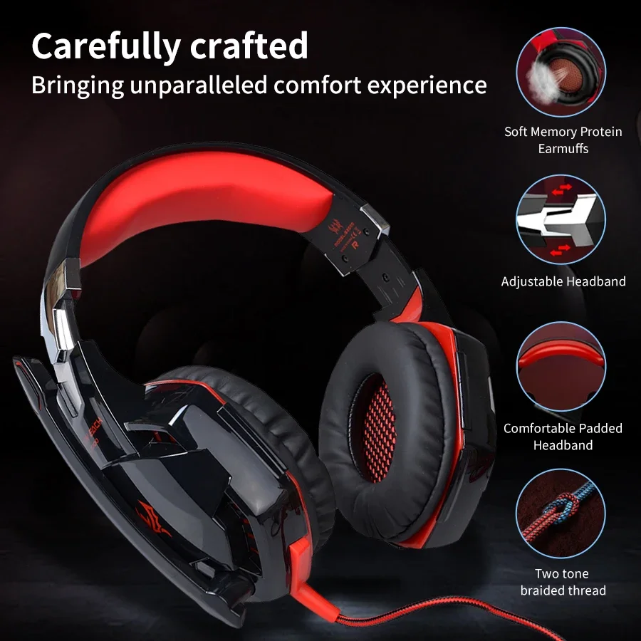 Auriculares para juegos Auriculares para juegos con cable con micrófono con cancelación de ruido Luces LED Orejeras de memoria suave para PS5/PS4/portátil/PC - imagen 4