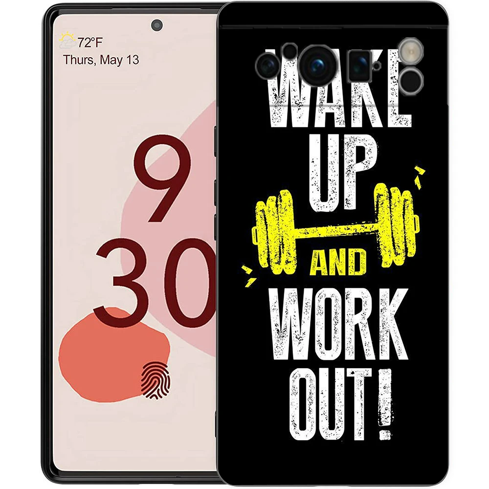 Funda de teléfono para gimnasio, Fitness, culturismo, para Google Pixel 9 8 7 6 Pro XL 8A 6A 7A 5G, funda negra de TPU suave a prueba de golpes - imagen 4