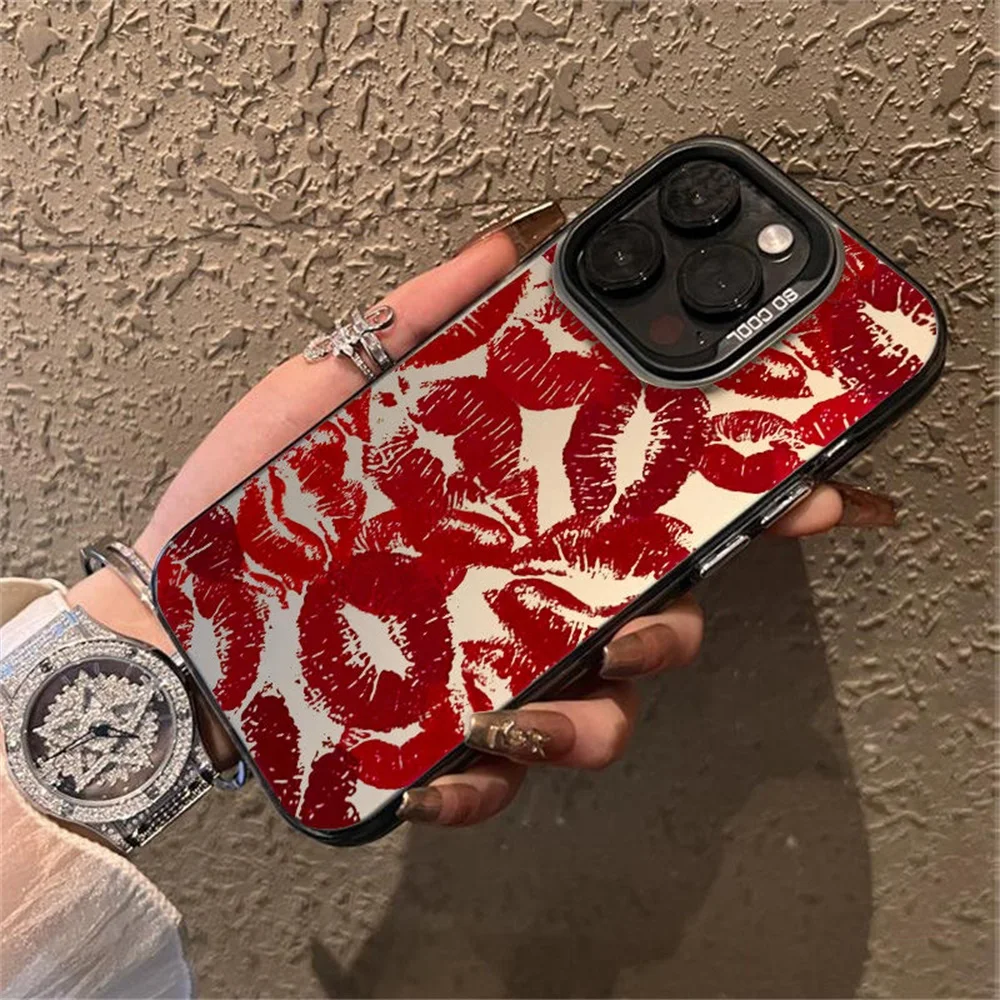 Funda de teléfono de labios sexuales de lujo para iPhone 11 13 16 Pro Max 15 14 12 16promax 15promax 14promax a prueba de golpes suave TPU IMD Funda - imagen 3