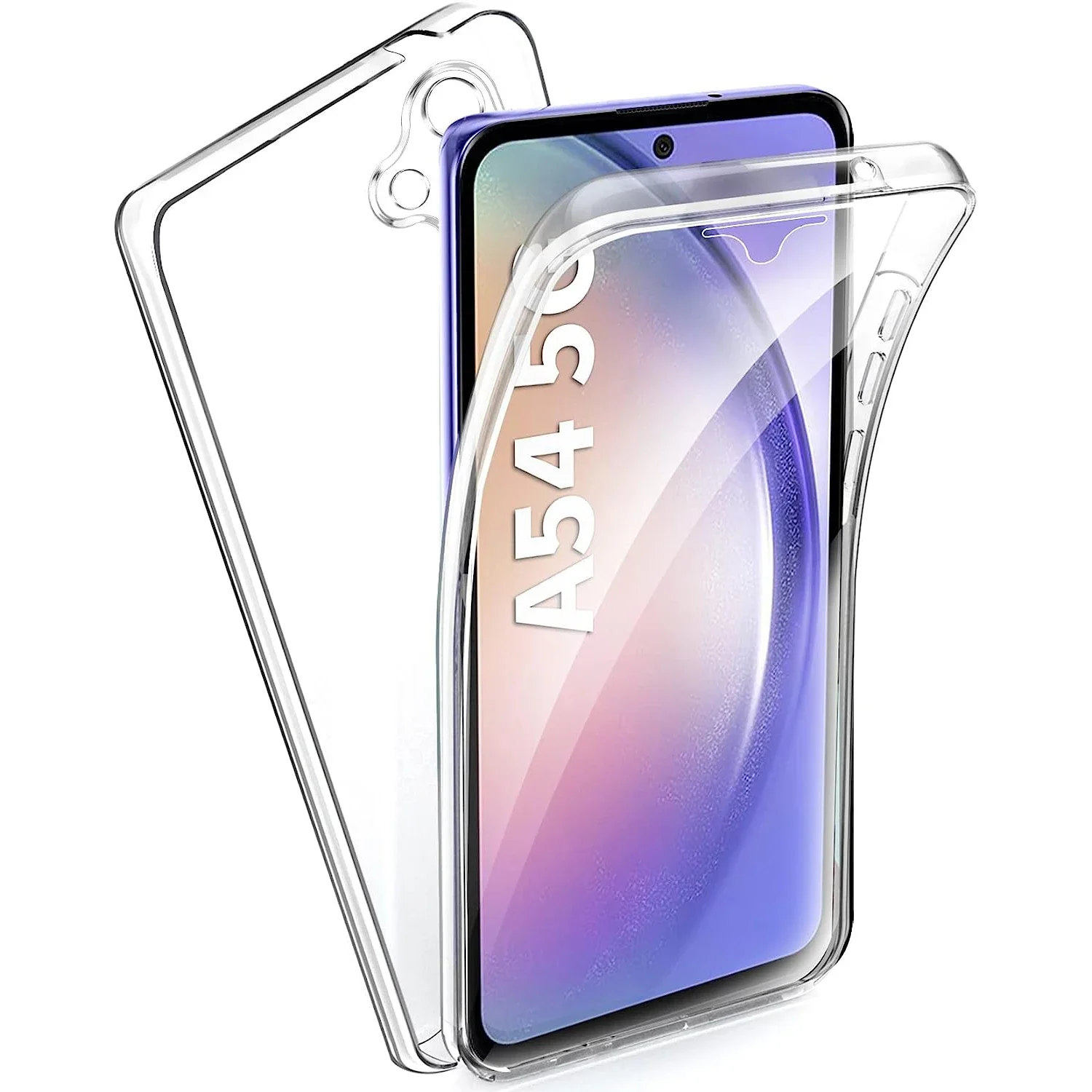 Funda transparente de silicona de protección completa 360 para Samsung Galaxy S24FE A56 A36 A16 A06 A26 A55 A35 A05S A54 A34 A24 cubierta transparente
