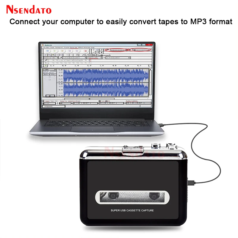 Reproductor de música de casete USB, adaptador de captura de grabadora, reproductor de cinta de casete estéreo, convertido en convertidor de MP3 con altavoz - imagen 5
