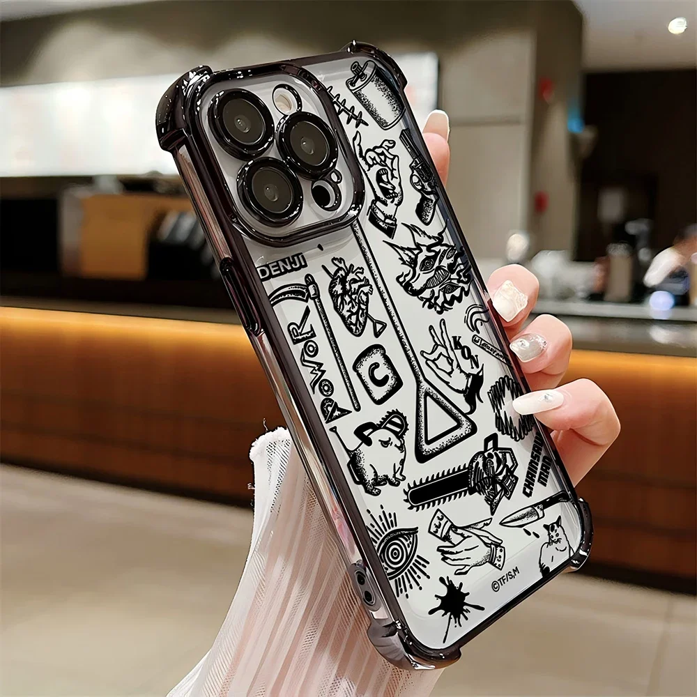 Funda chapada de Anime Chainsaw Man para Samsung S24 S23 S22 S21 S20 FE Note20 Plus Ultra Lite 5G, funda protectora anticaída a prueba de golpes - imagen 2