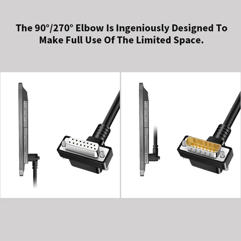Cable conector DB15 de codo con tubo numérico 26AWG, puerto serie de 15 pines, Cable blindado doble, cabezal macho hembra individual de 15 pines con línea - imagen 5