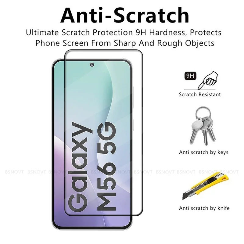 6 en 1 para Samsung M56 vidrio Samsung Galaxy M56 vidrio templado cubierta completa pegamento HD 9H Protector de pantalla Samsung M56 M 56 Len Glass - imagen 3