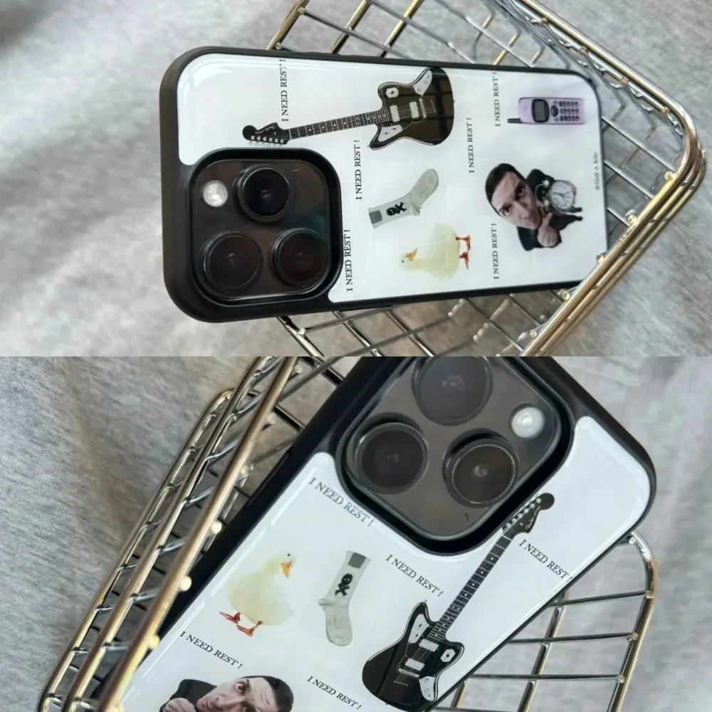 Funda de teléfono creativa de nicho inglés "I Need Rest" para iPhone17 16 15 14 13 12 11 Pro Max air Plus, funda bonita y suave Y2K - imagen 3