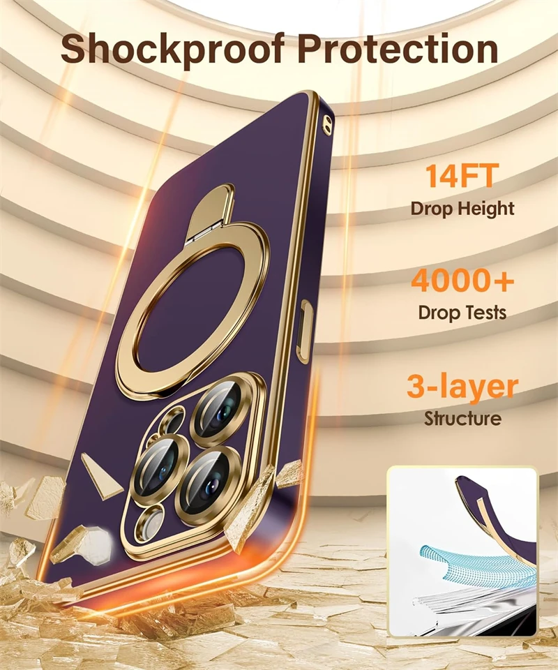 Macsafe-funda magnética con soporte de anillo de Metal, carcasa a prueba de golpes para IPhone 15, 14, 13, 12 Pro Max Plus, 15Pro, 14Pro - imagen 5