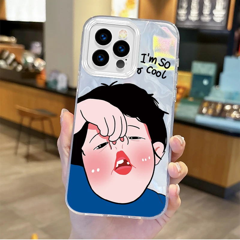 Funda de teléfono con dibujos animados para iPhone, carcasa trasera a prueba de golpes con gradiente, con personalidad divertida, para iPhone 16, 15, 14, 13, 12, 11, 8, 7, 6 Pro Max Plus, XS, XR - imagen 4