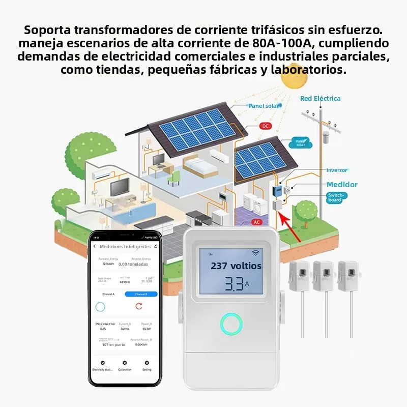Haozee Tuya Wifi medidor de energía inteligente pantalla LCD consumo de producción de energía monitoreo bidireccional Control por aplicación - imagen 2