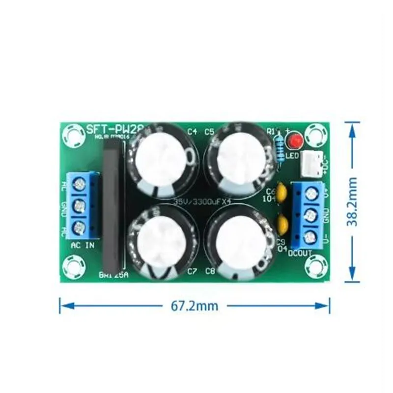 1 Uds PW28 filtro de potencia Dual placa amplificadora de potencia rectificador de alta corriente 25A puente plano placa de alimentación no regulada DIY - imagen 3