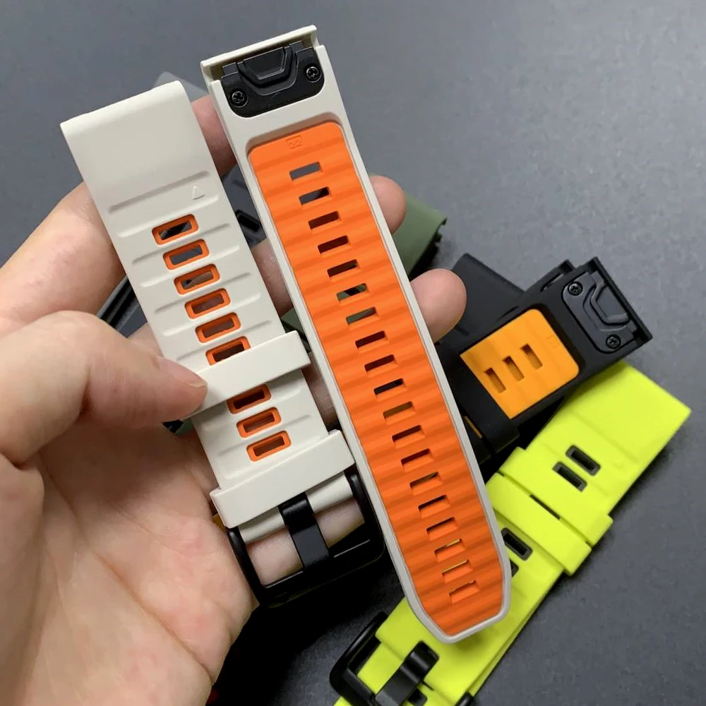Correa de silicona de 22 y 26mm para Garmin Fenix 8 Pro E 7 7X 6 6X 5 5X/MARQ/G2/D2 Bravo/Tactix/Quatix/Forerunner 970 745 bandas QuickFit - imagen 3