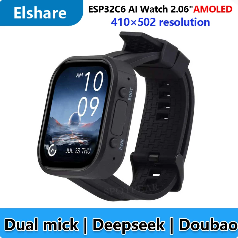Placa de desarrollo DeepSeek AI Voice Chat ESP32 C6, pantalla AMOLED de 2,06 pulgadas, 410 × 502, reloj programable con pantalla táctil de 2,06 pulgadas