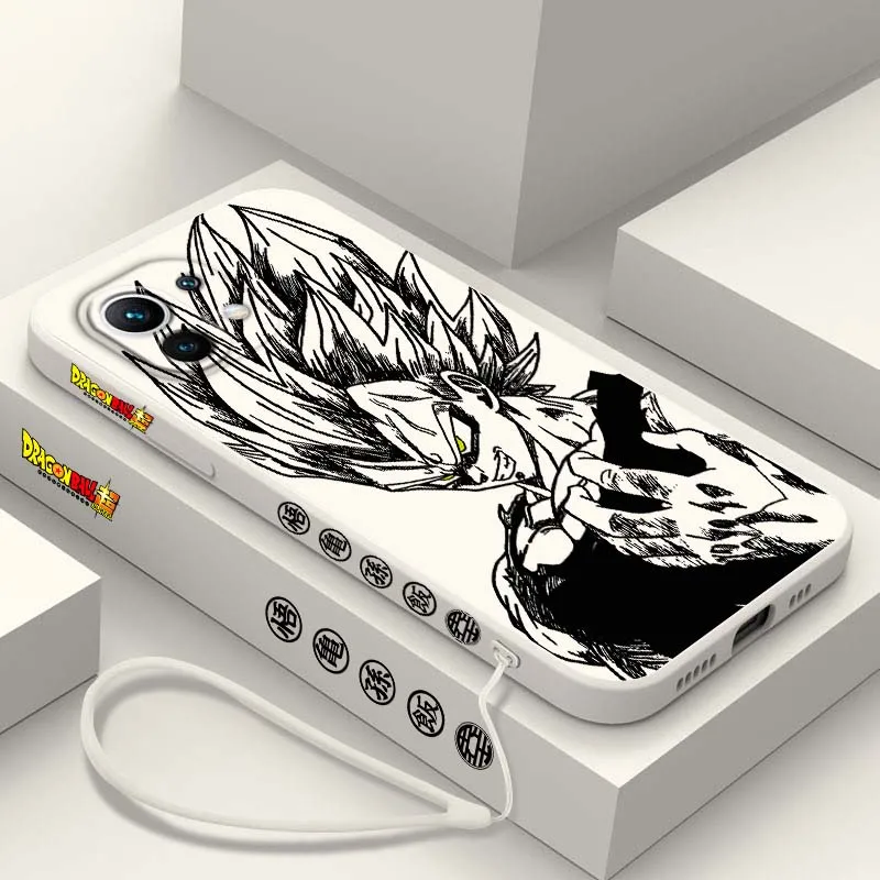 D-Dragon Ball Vegeta Saiyan para Xiaomi Mi 17 15 14 13 12 11 9 13T 12T Lite Pro Max 5G cubierta de la caja del teléfono de cuerda izquierda líquida - imagen 5