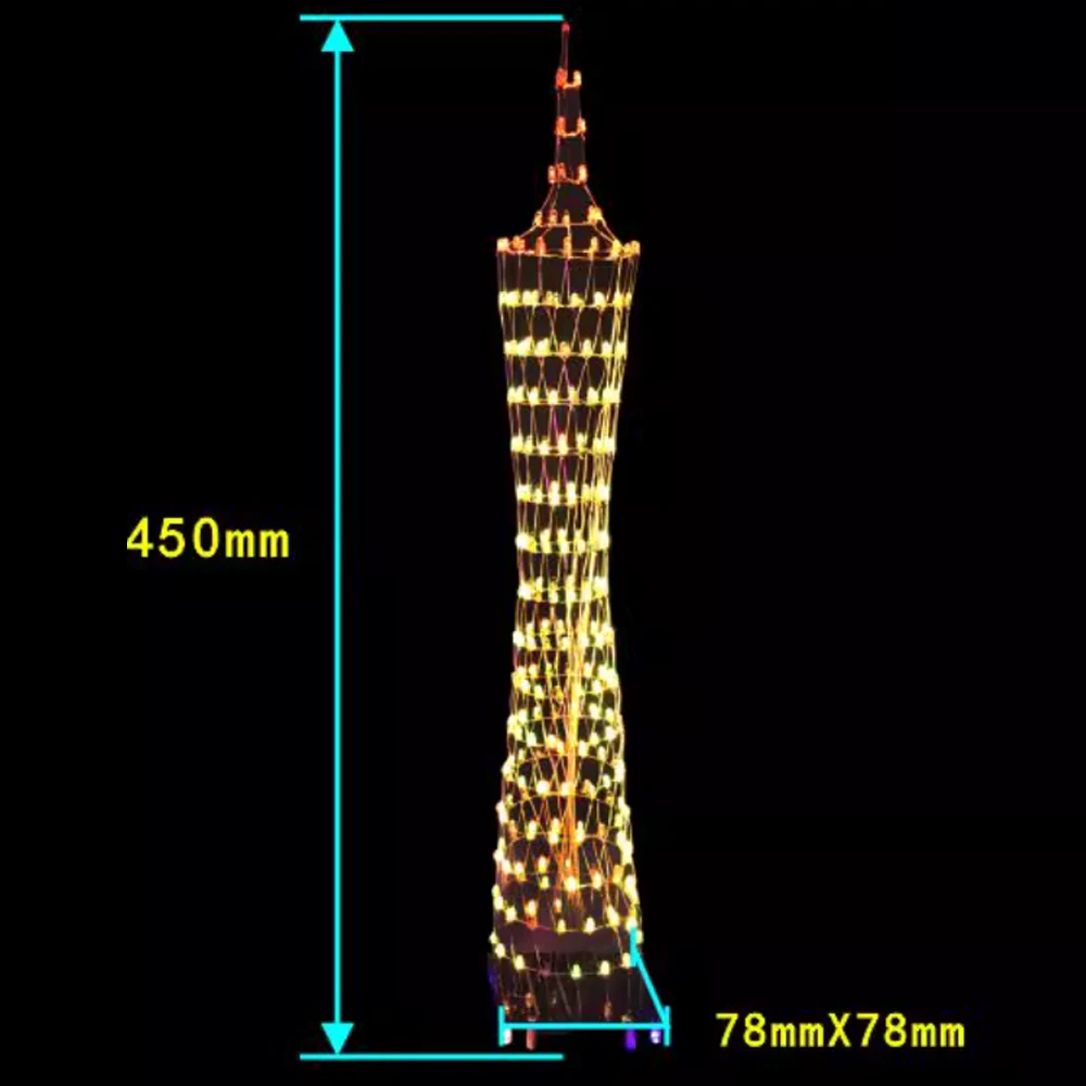 Nuevo Kit de torre de Guangzhou DIY, luz LED de música colorida controlada por sonido con Control remoto por infrarrojos, Kit de práctica de soldadura DIY de 5V - imagen 4
